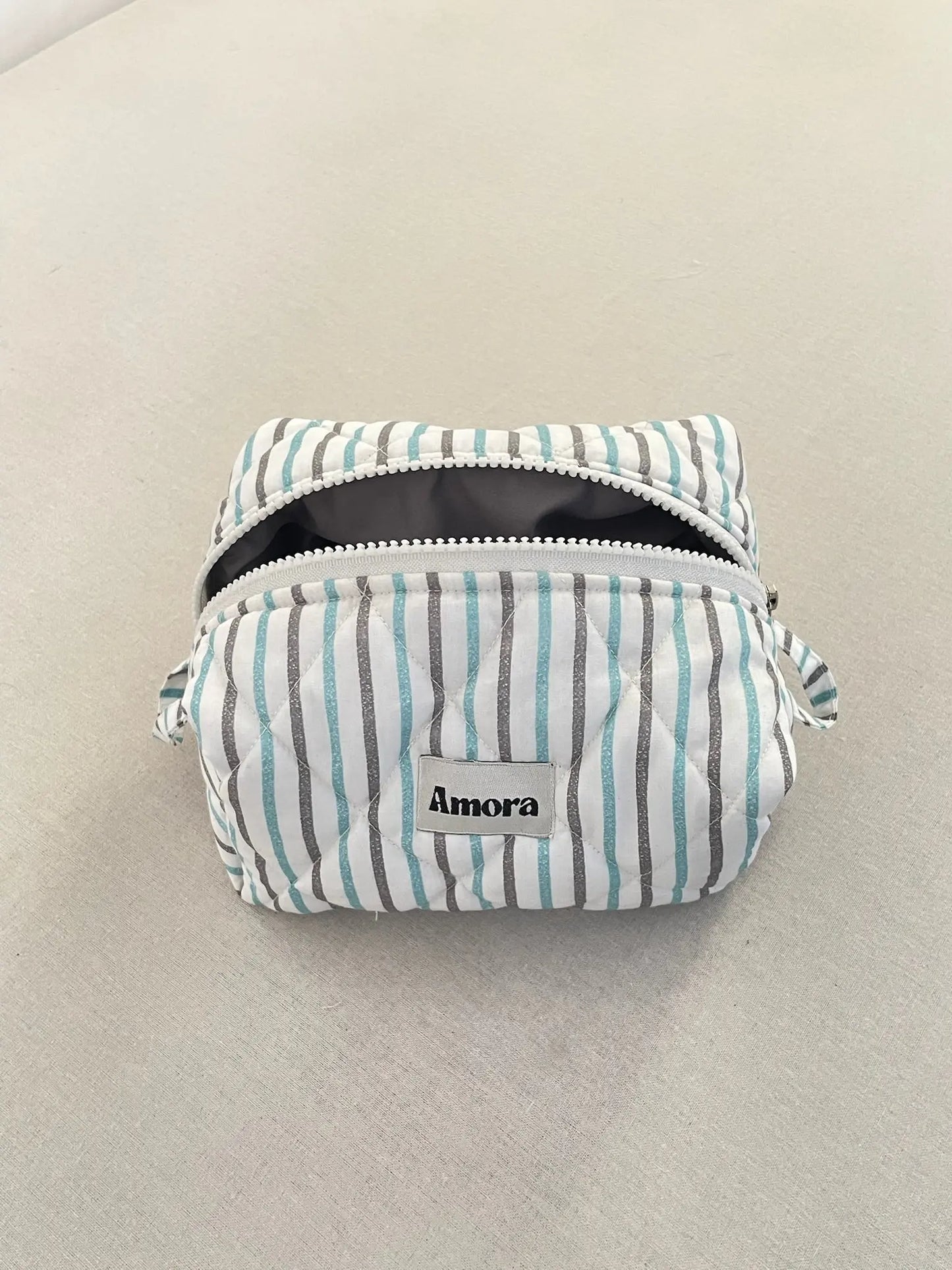 Quilted Makeup Pouch, Assorted Prints (Random Pick), 20ร12ร10 cm, Cotton Lining, Handmade Amora