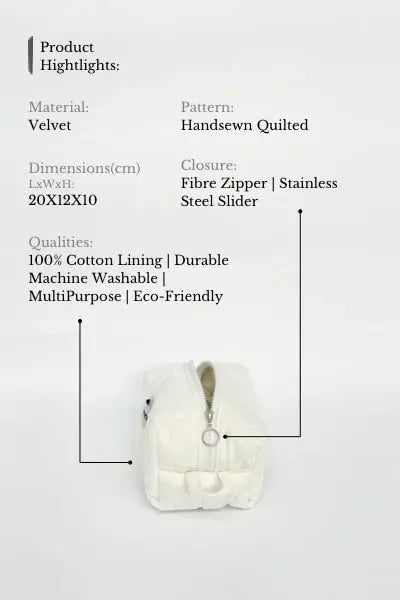 Amora Ivory Edition - Cream Plush Quilted Beauty Case Amora