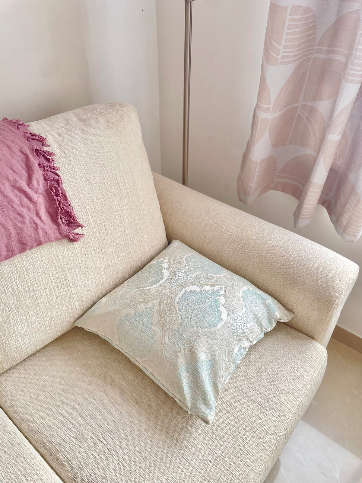 Mandarin Seafoam Damask Pillow Cover Amora