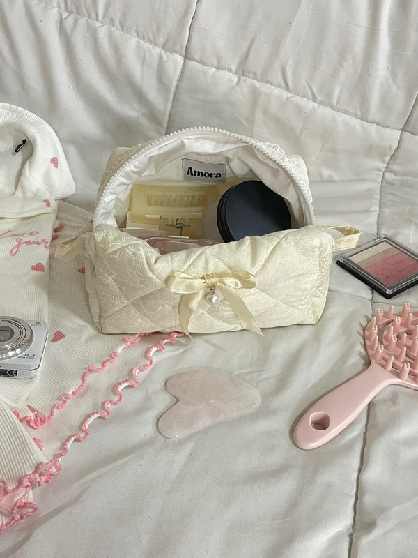 Amora Ivory Edition - Jacquard Quilted Makeup Pouch