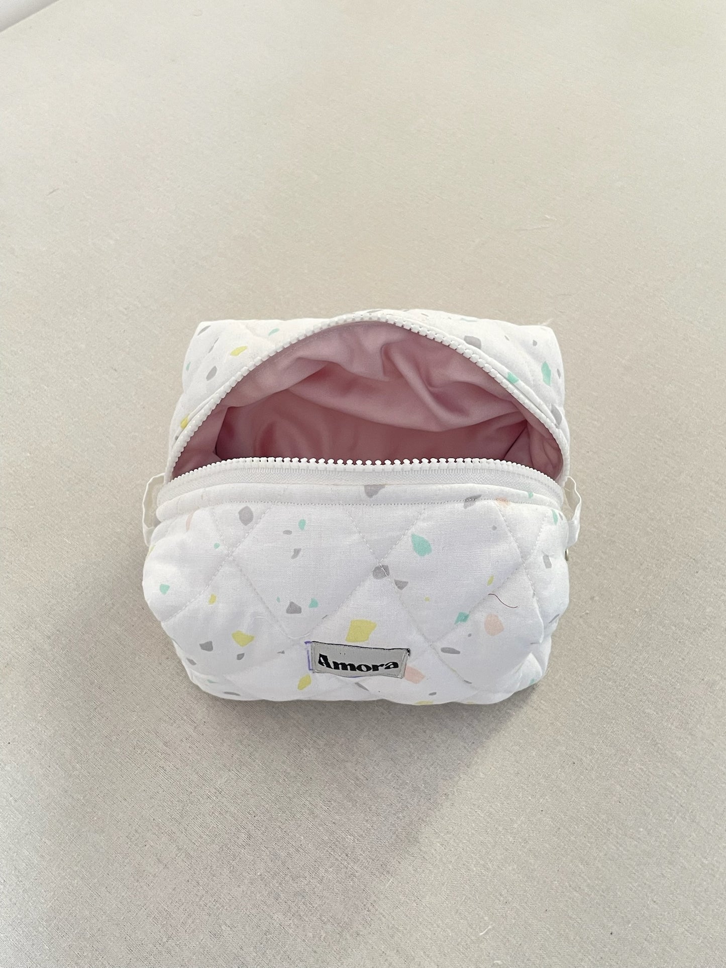 Quilted Makeup Pouch, Assorted Prints (Random Pick), 20×12×10 cm, Cotton Lining, Handmade