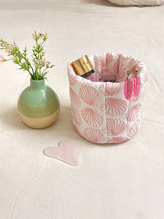 Scallop Pink Vanity Basket Amora