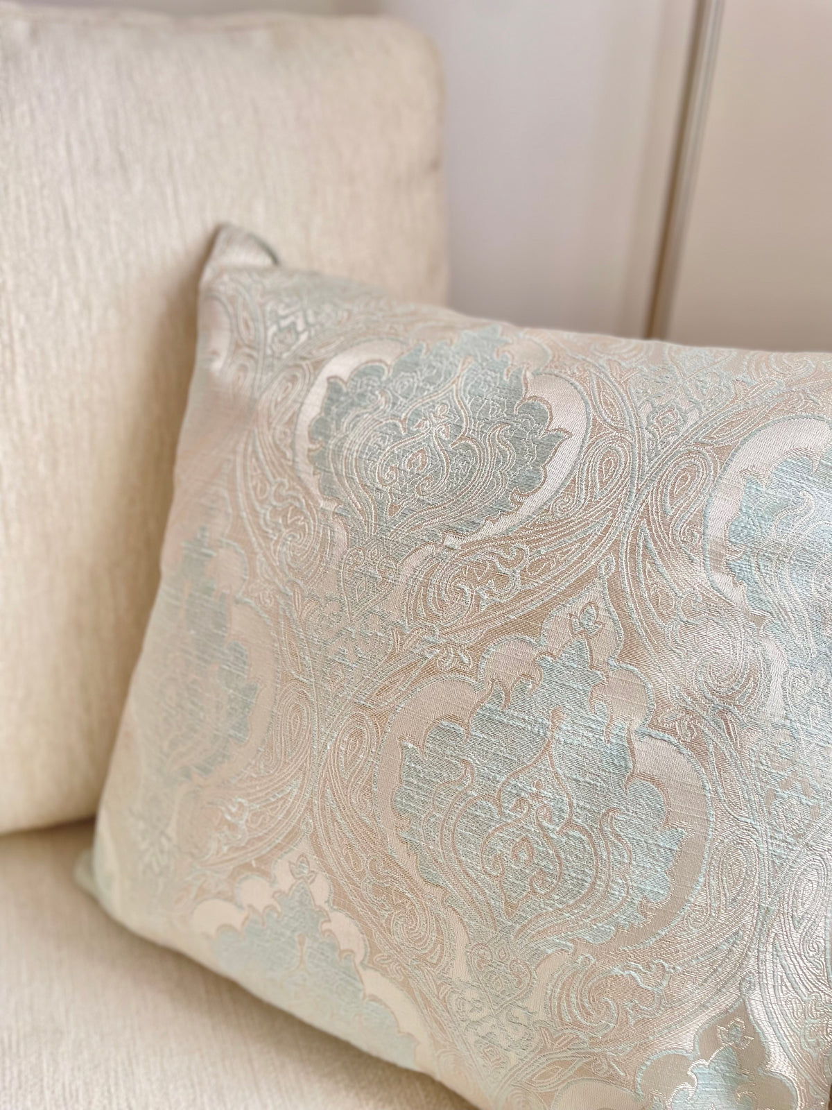 Mandarin Seafoam Damask Pillow Cover Amora