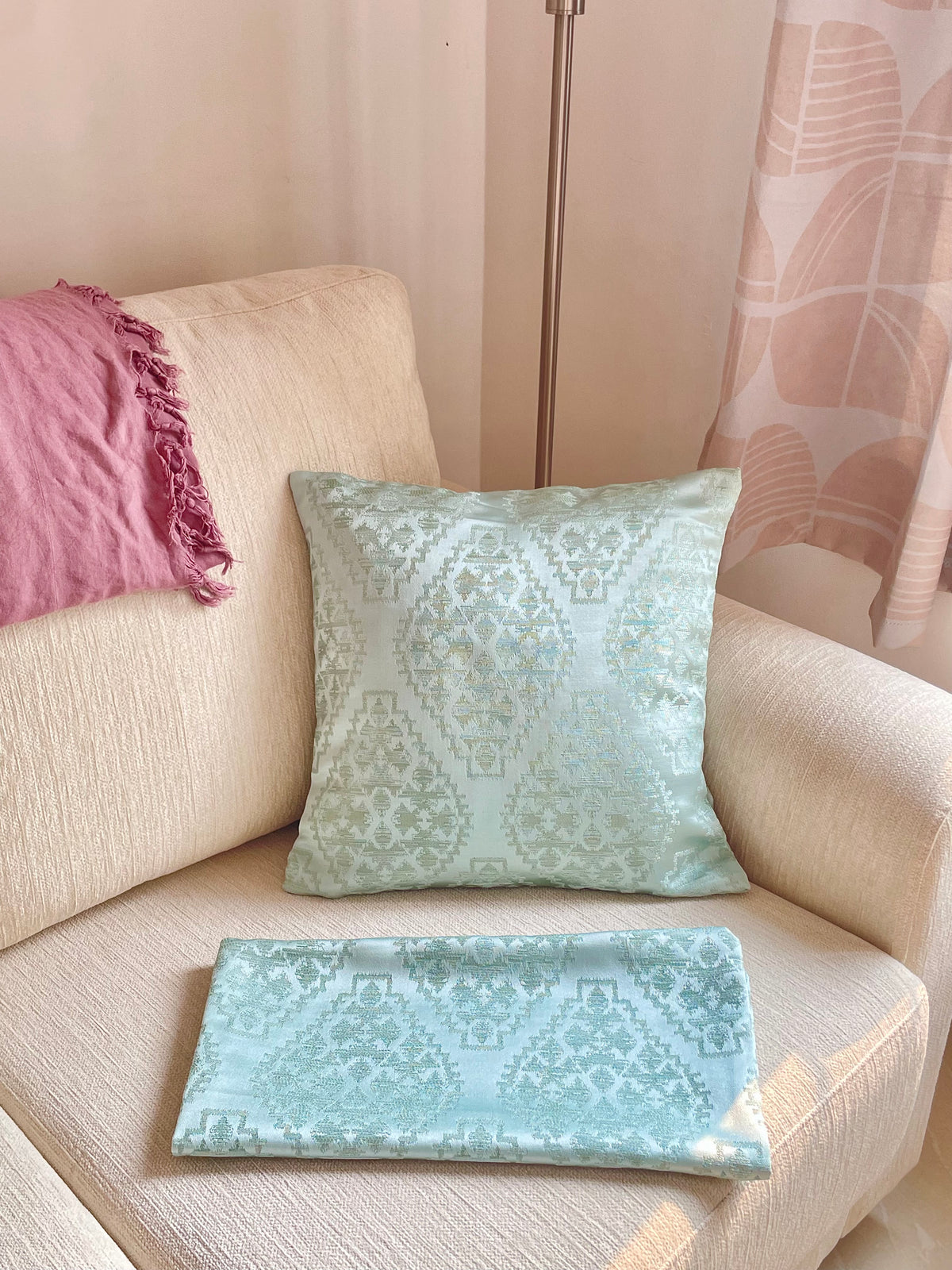 Mandarin Aqua Mosaic Pillow Cover Amora