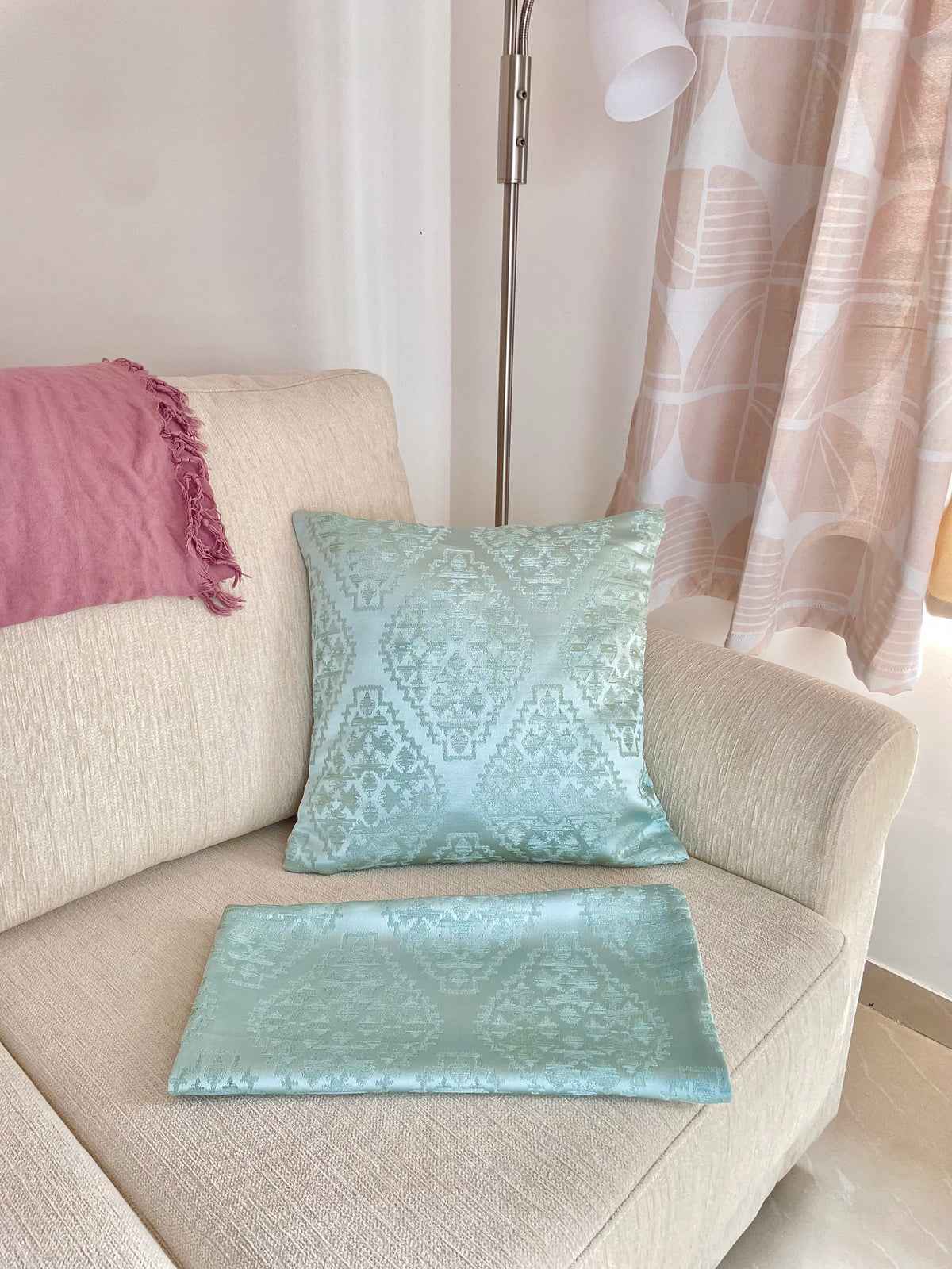 Mandarin Aqua Mosaic Pillow Cover Amora