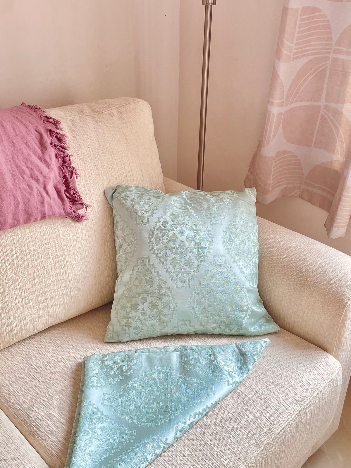 Mandarin Aqua Mosaic Pillow Cover Amora