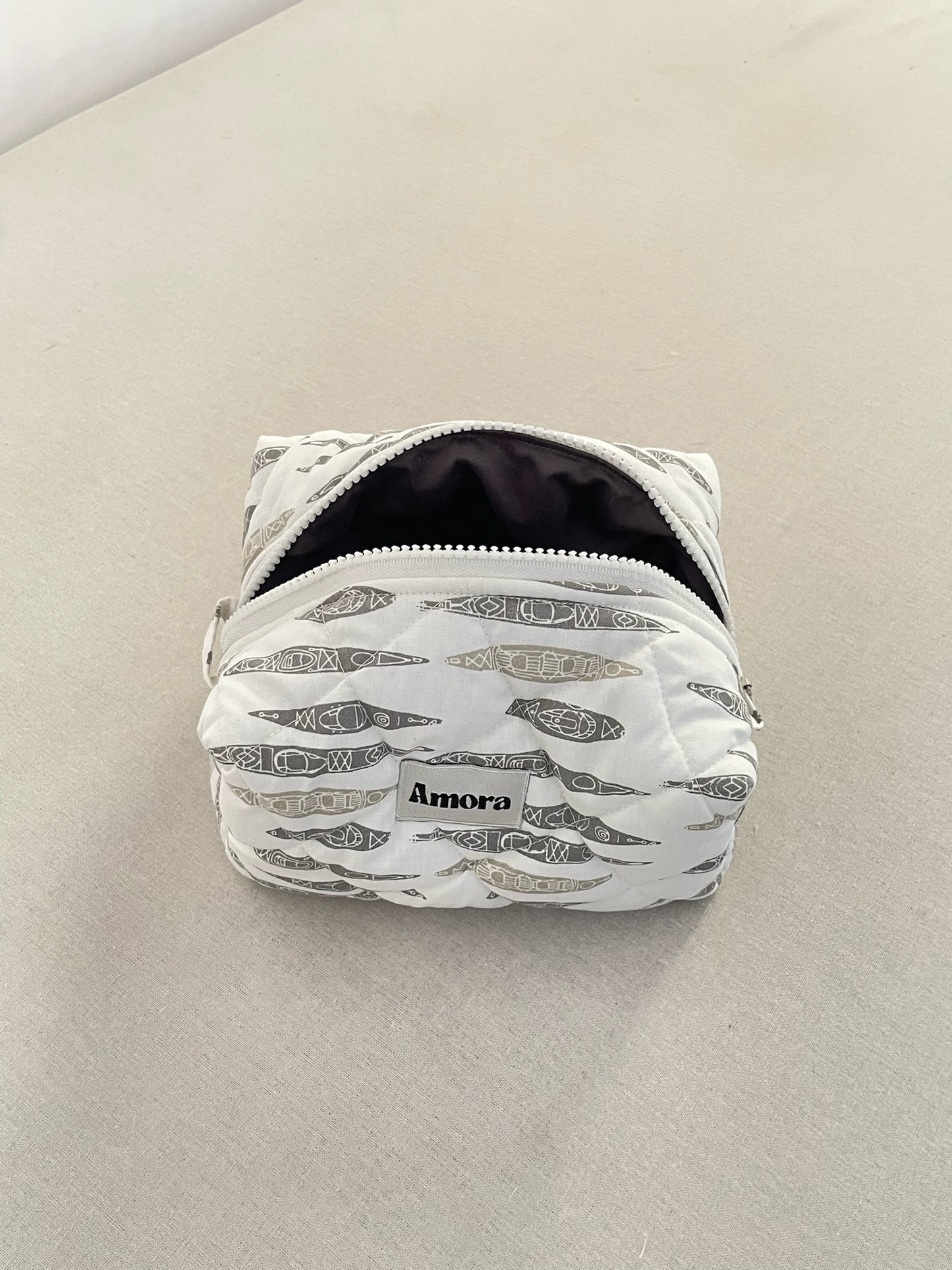 Quilted Makeup Pouch, Assorted Prints (Random Pick), 20×12×10 cm, Cotton Lining, Handmade