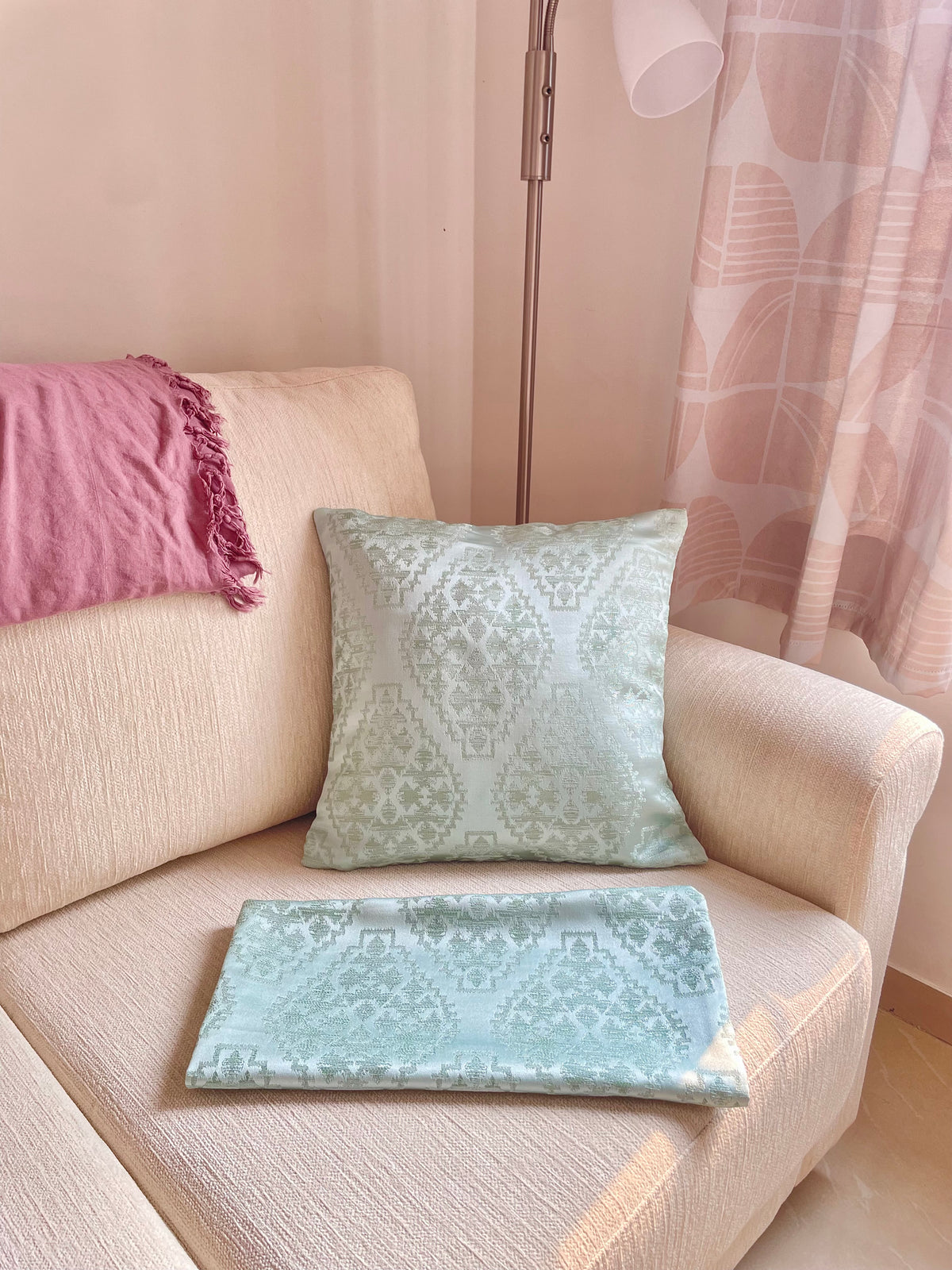 Mandarin Aqua Mosaic Pillow Cover Amora