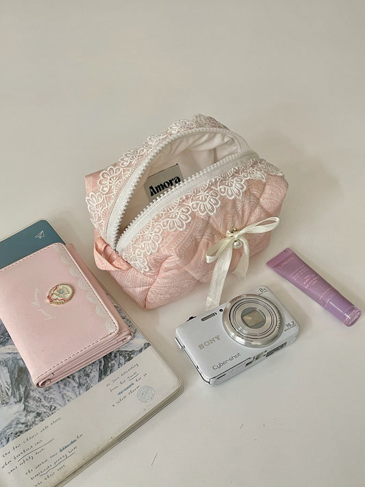 Amora Ivory Edition - Sakura Pink Mini Quilted Beauty Case