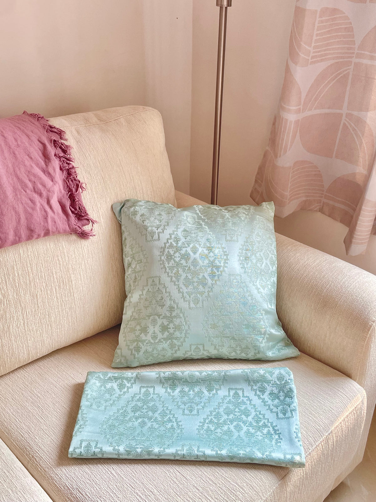 Mandarin Aqua Mosaic Pillow Cover Amora