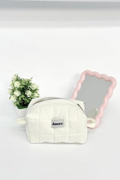 Amora Ivory Edition - Cream Plush Quilted Beauty Case