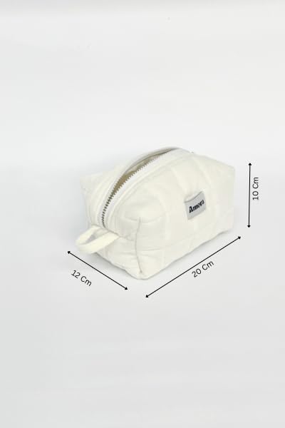 Amora Ivory Edition - Cream Plush Quilted Beauty Case