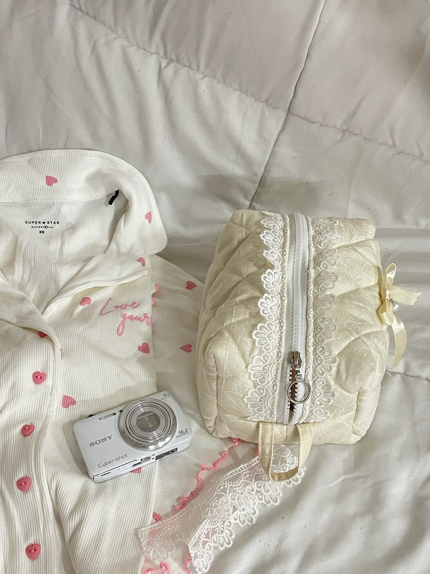 Amora Ivory Edition - Jacquard Quilted Makeup Pouch