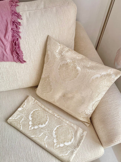 Mandarin Champagne Damask Pillow Cover Amora