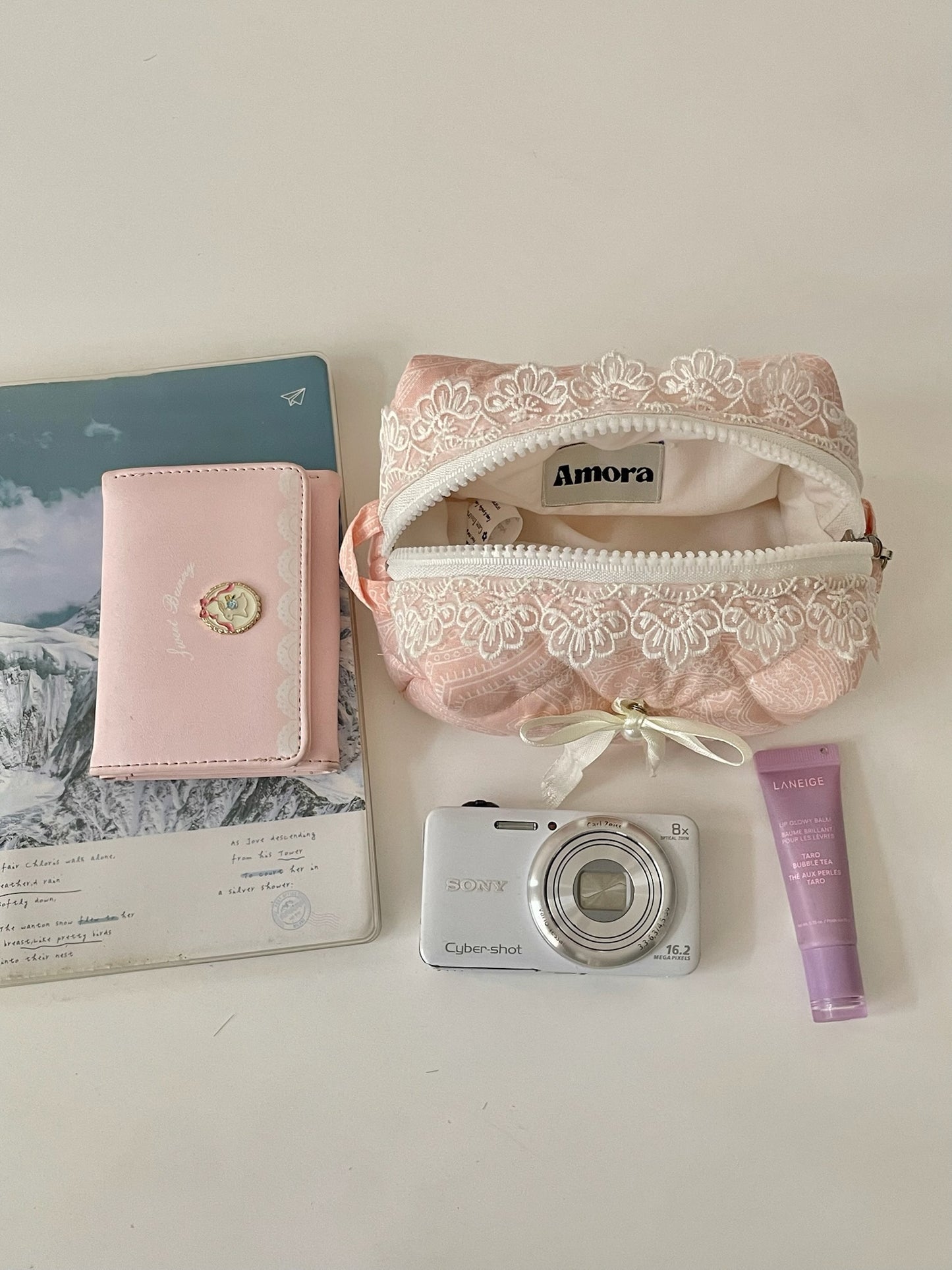 Amora Ivory Edition - Sakura Pink Mini Quilted Beauty Case