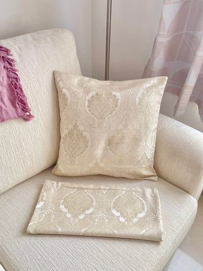 Mandarin Champagne Damask Pillow Cover Amora