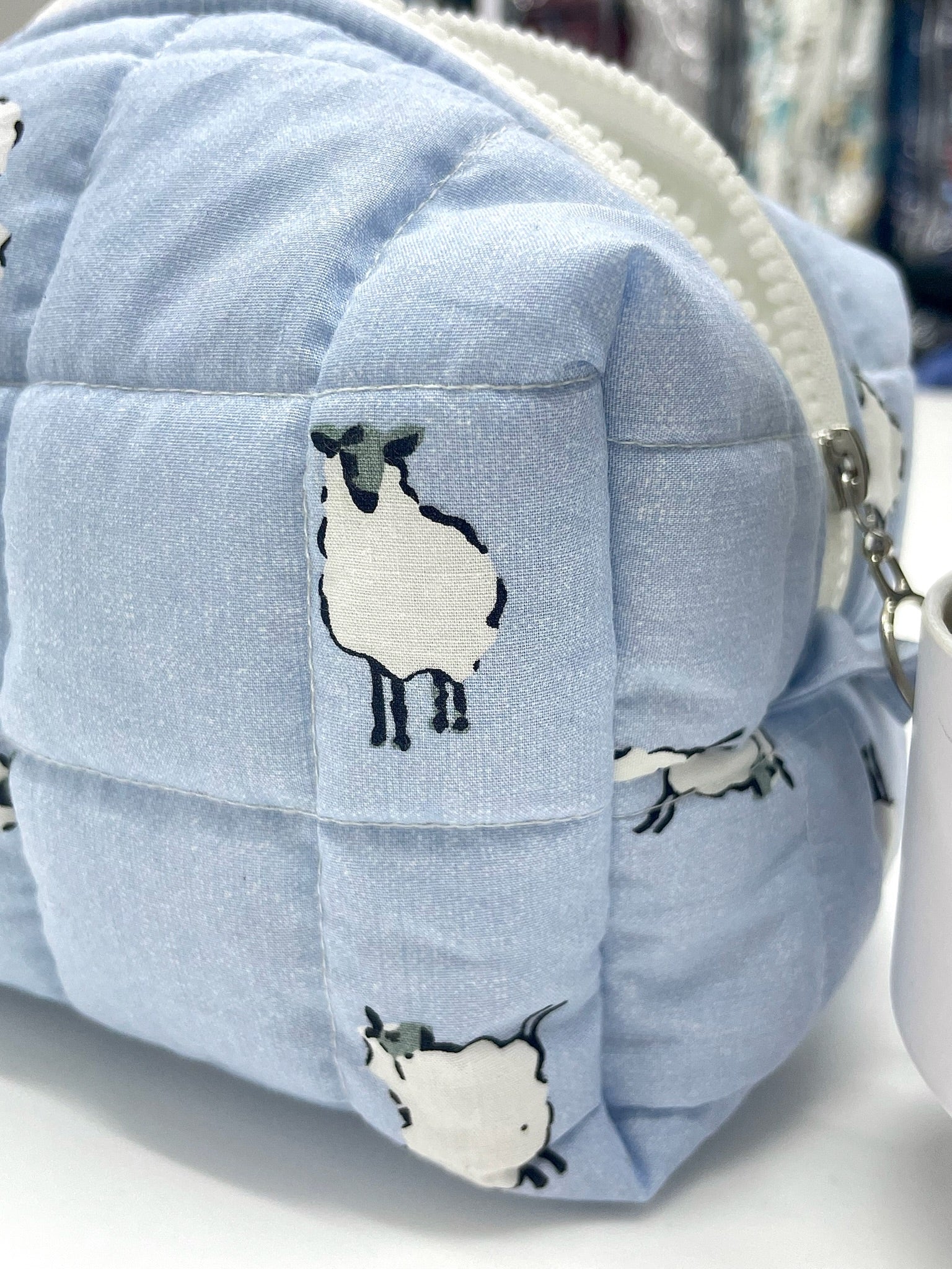 Cloud Sheep Quilted Pouch – Sky Blue Amora