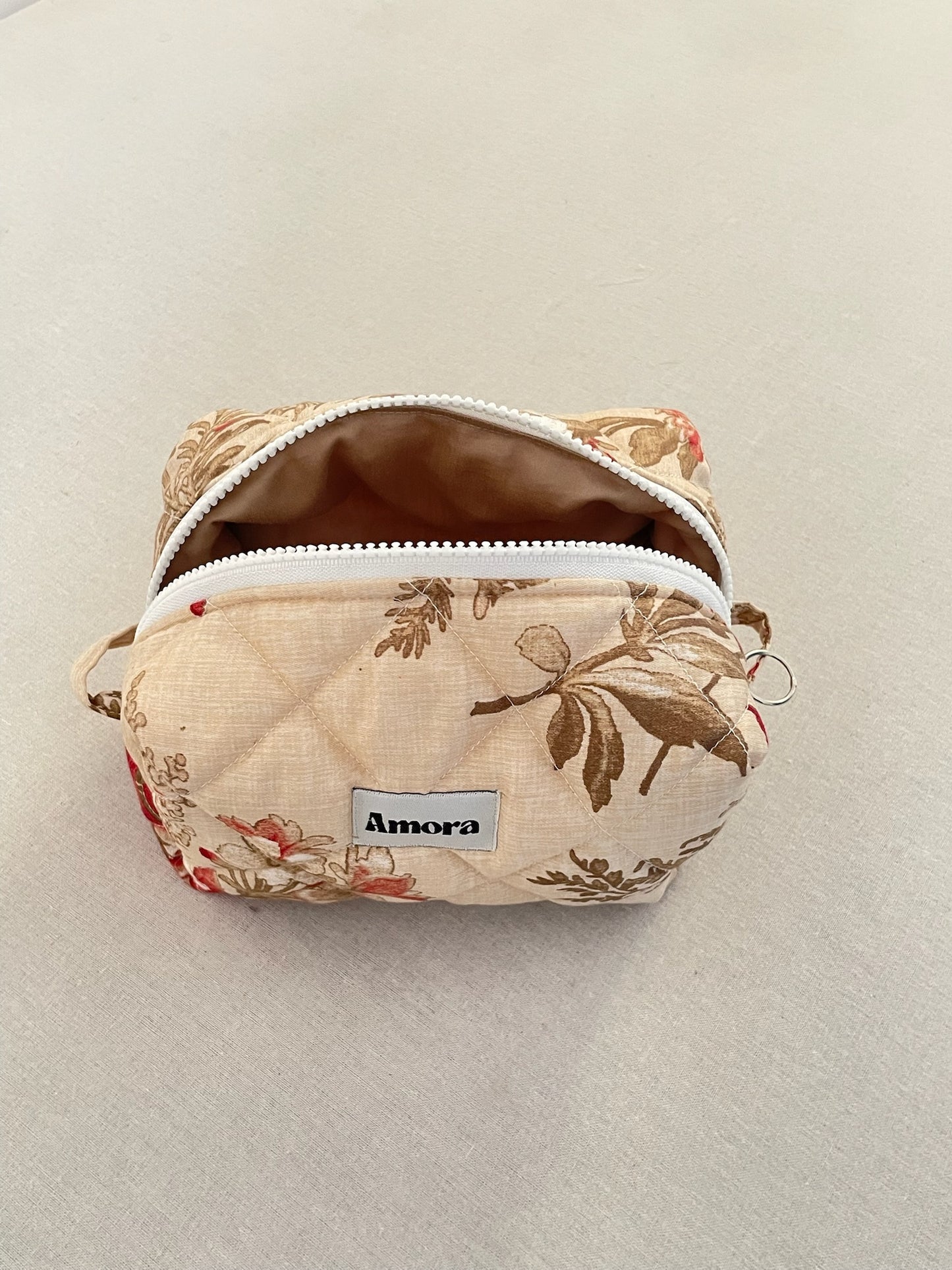 Quilted Makeup Pouch, Assorted Prints (Random Pick), 20×12×10 cm, Cotton Lining, Handmade