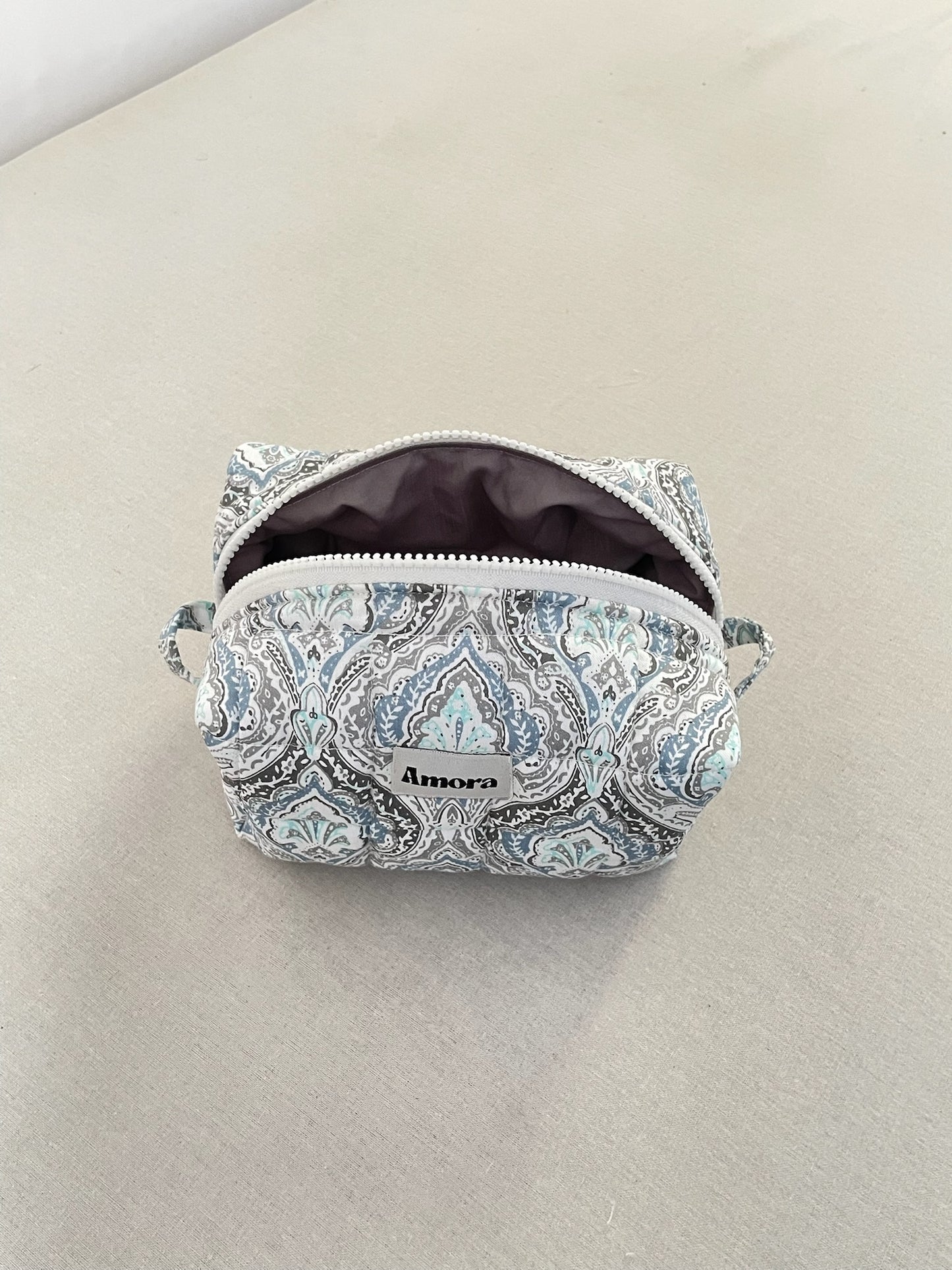 Quilted Makeup Pouch, Assorted Prints (Random Pick), 20×12×10 cm, Cotton Lining, Handmade