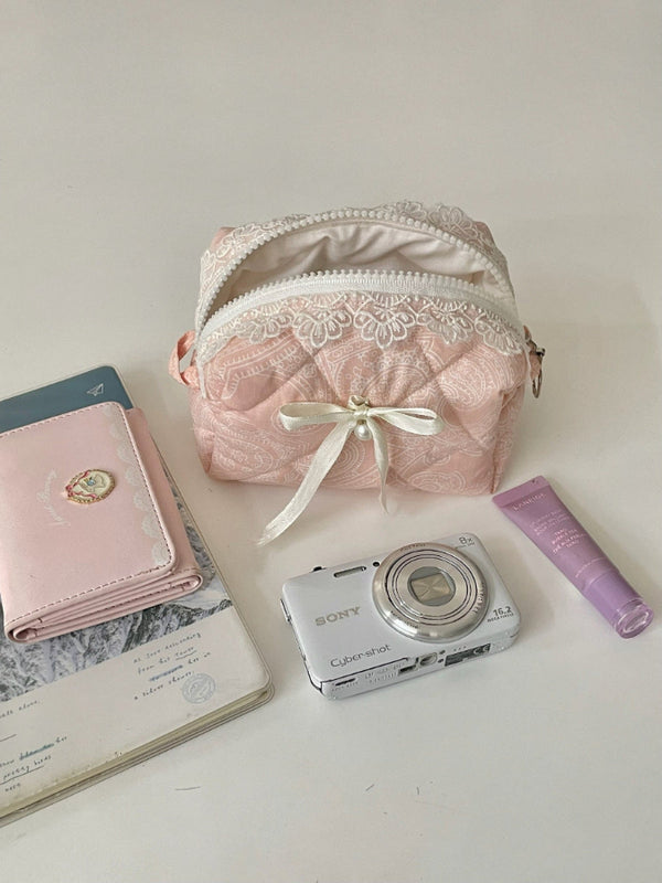 Amora Ivory Edition - Sakura Pink Mini Quilted Beauty Case