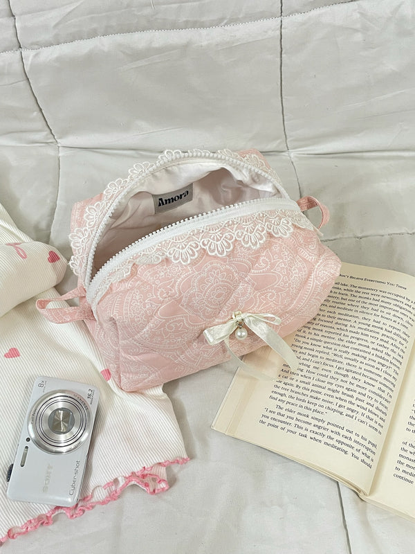 Amora Ivory Edition - Sakura Pink Quilted Makeup Pouch