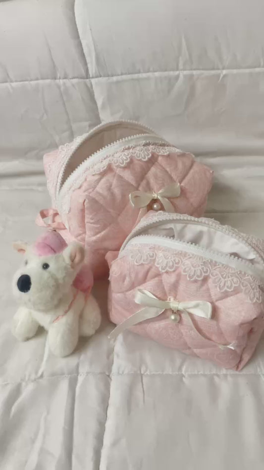 Amora Ivory Edition - Sakura Pink Mini Quilted Beauty Case